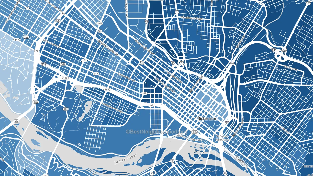 VCU, Richmond, VA block-group political-lean map