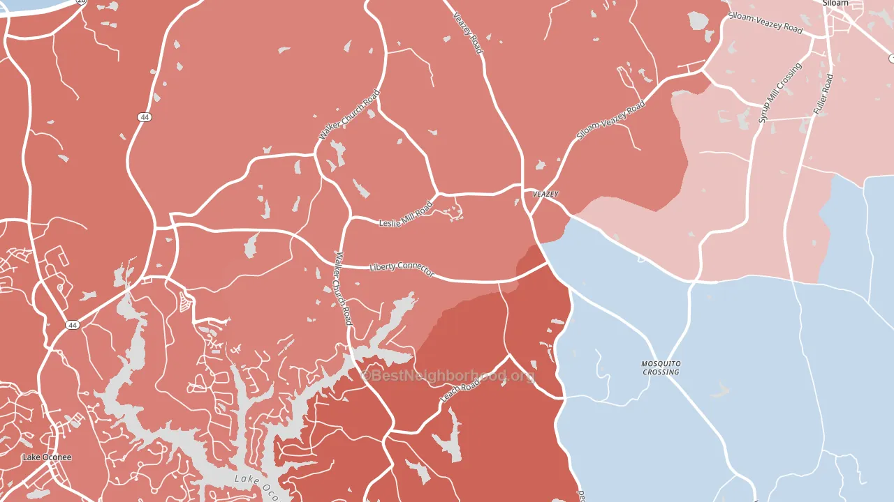Veazey, GA block-group political-lean map