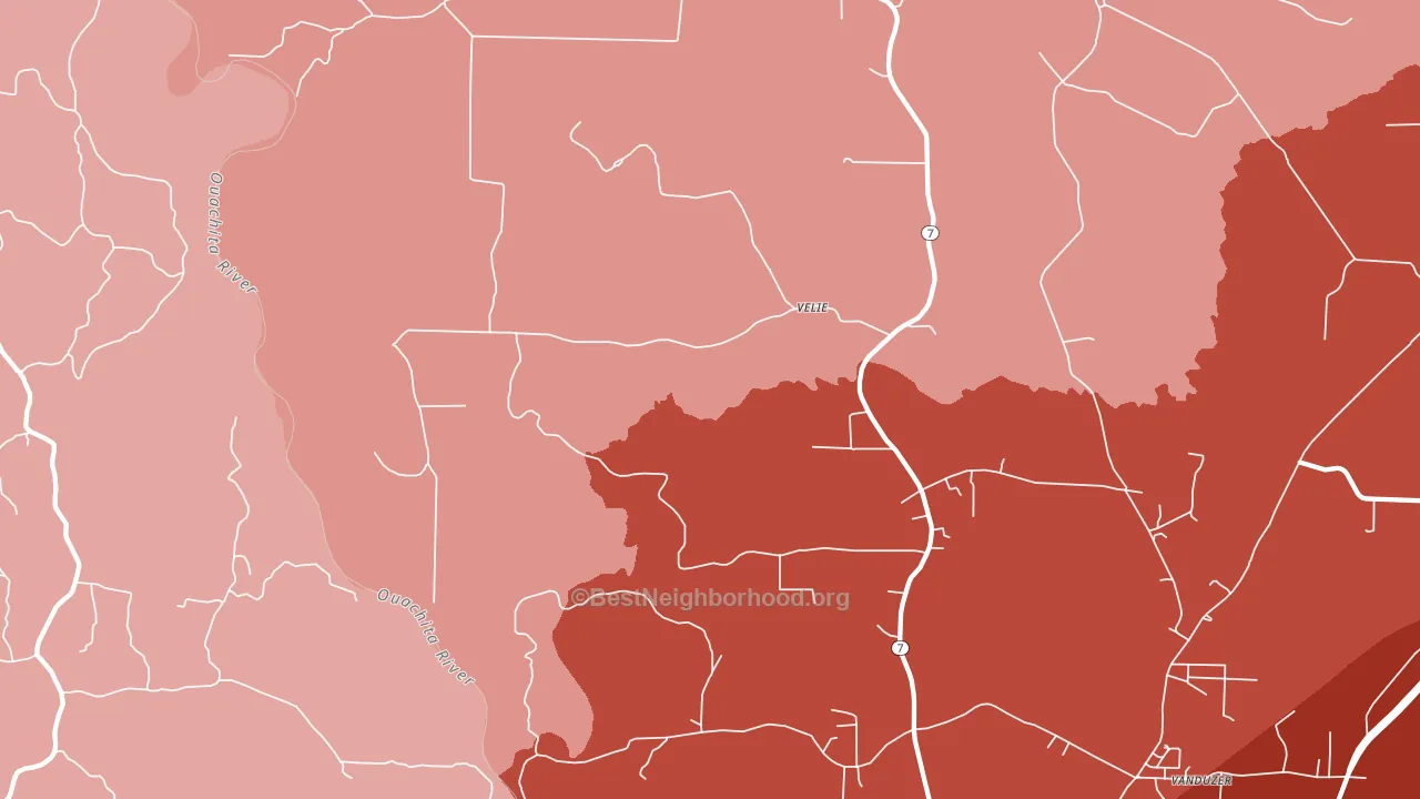 Velie, AR block-group political-lean map