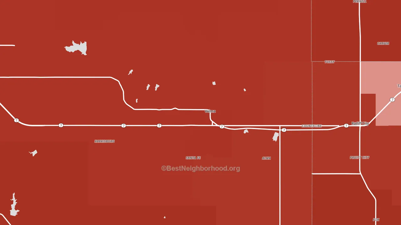 Velma, OK block-group political-lean map