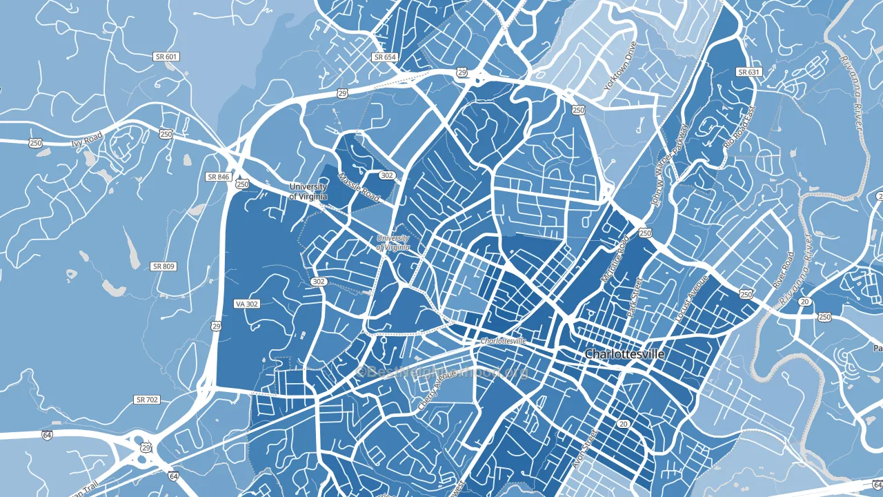 Venable, Charlottesville, VA block-group political-lean map