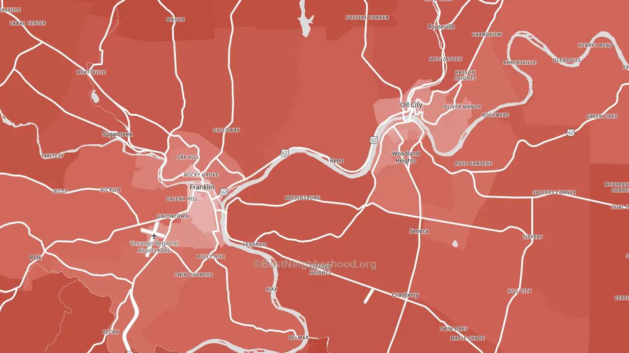 Venango County, PA block-group political-lean map
