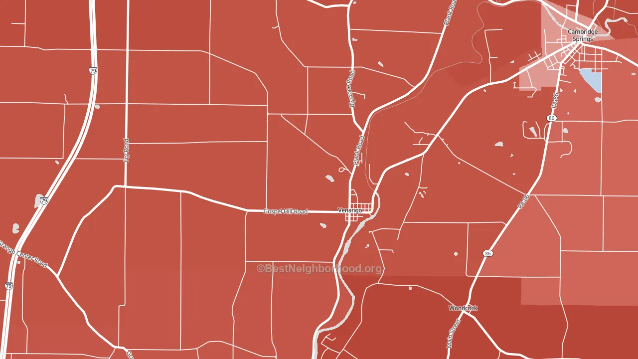 Venango, PA block-group political-lean map