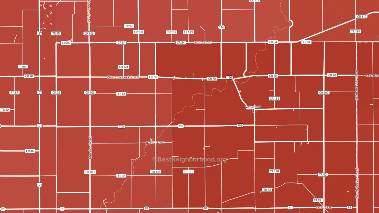 Venedocia, OH block-group political-lean map