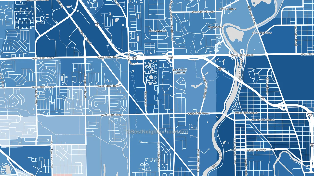 Venerable Flackville, Indianapolis, IN block-group political-lean map