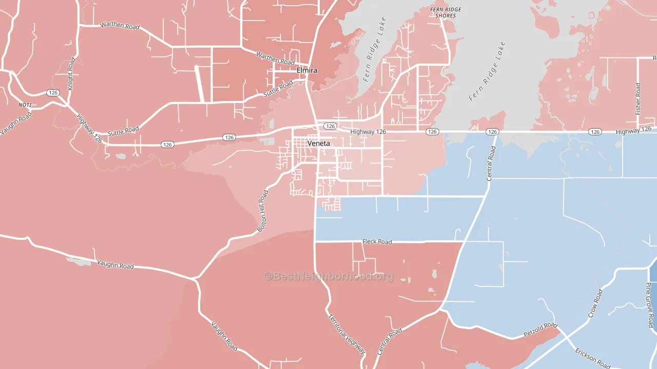 Veneta, OR block-group political-lean map