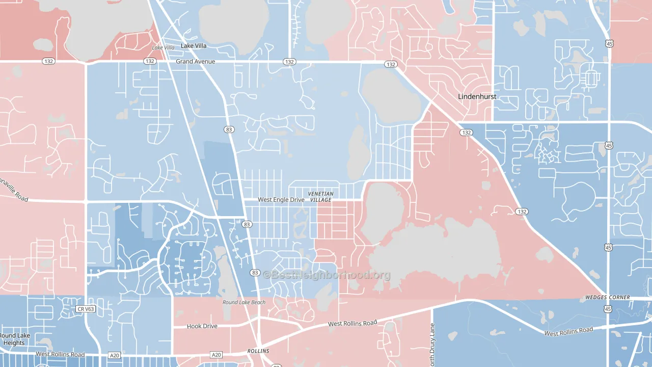 Venetian Village, IL block-group political-lean map