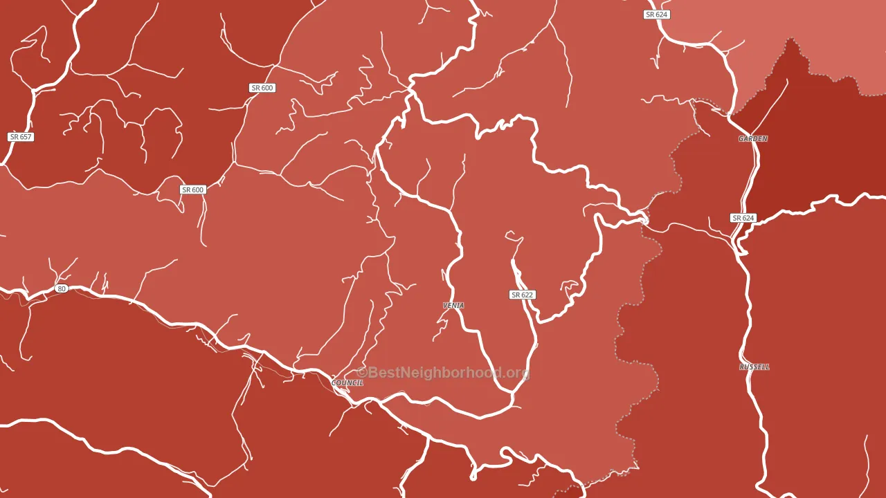 Venia, VA block-group political-lean map
