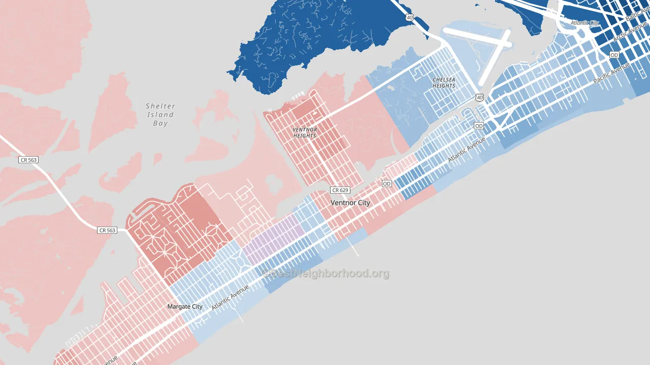 Ventnor City, NJ block-group political-lean map