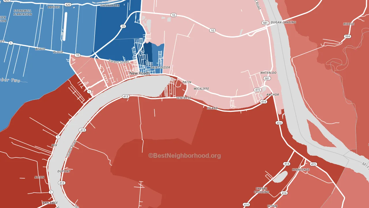 Ventress, LA block-group political-lean map