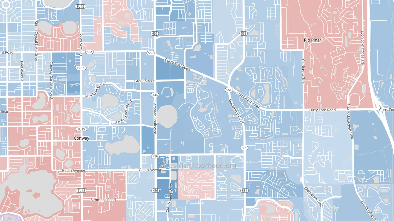 Ventura, Orlando, FL block-group political-lean map