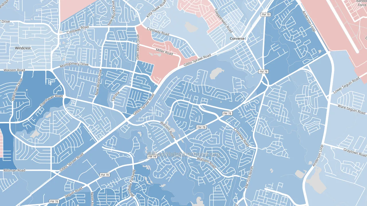 Ventura, San Antonio, TX block-group political-lean map