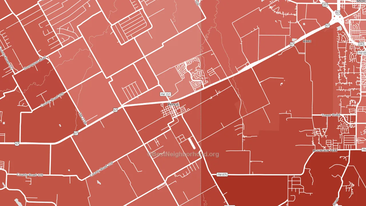 Venus, TX block-group political-lean map