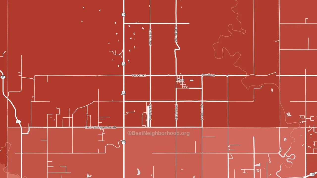 Vera, OK block-group political-lean map