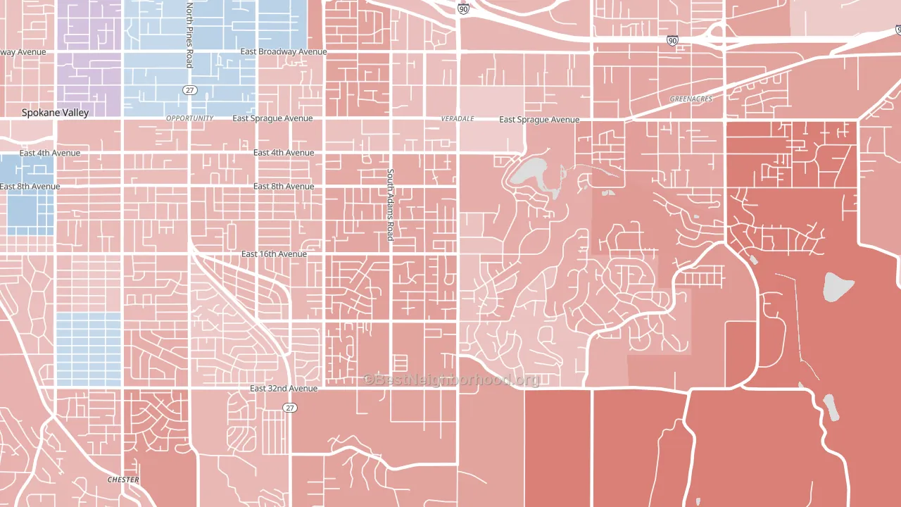 Veradale, WA block-group political-lean map