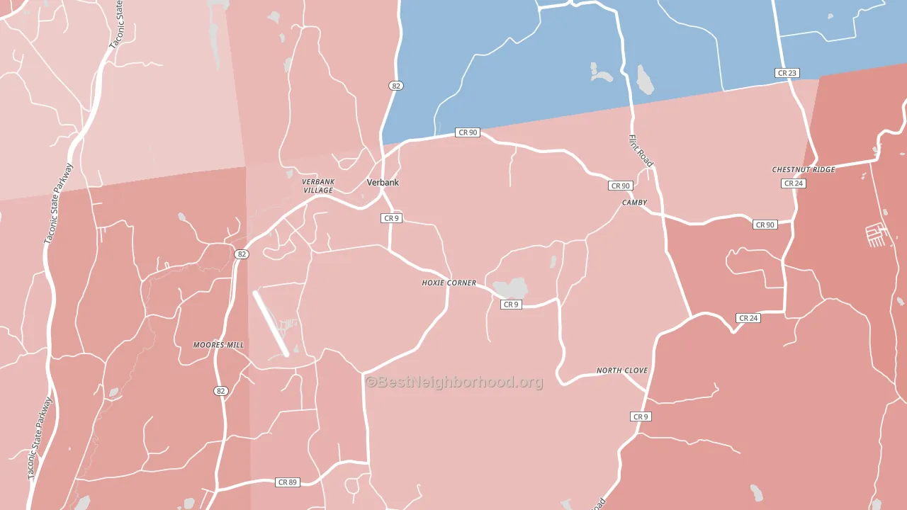 Verbank, NY block-group political-lean map