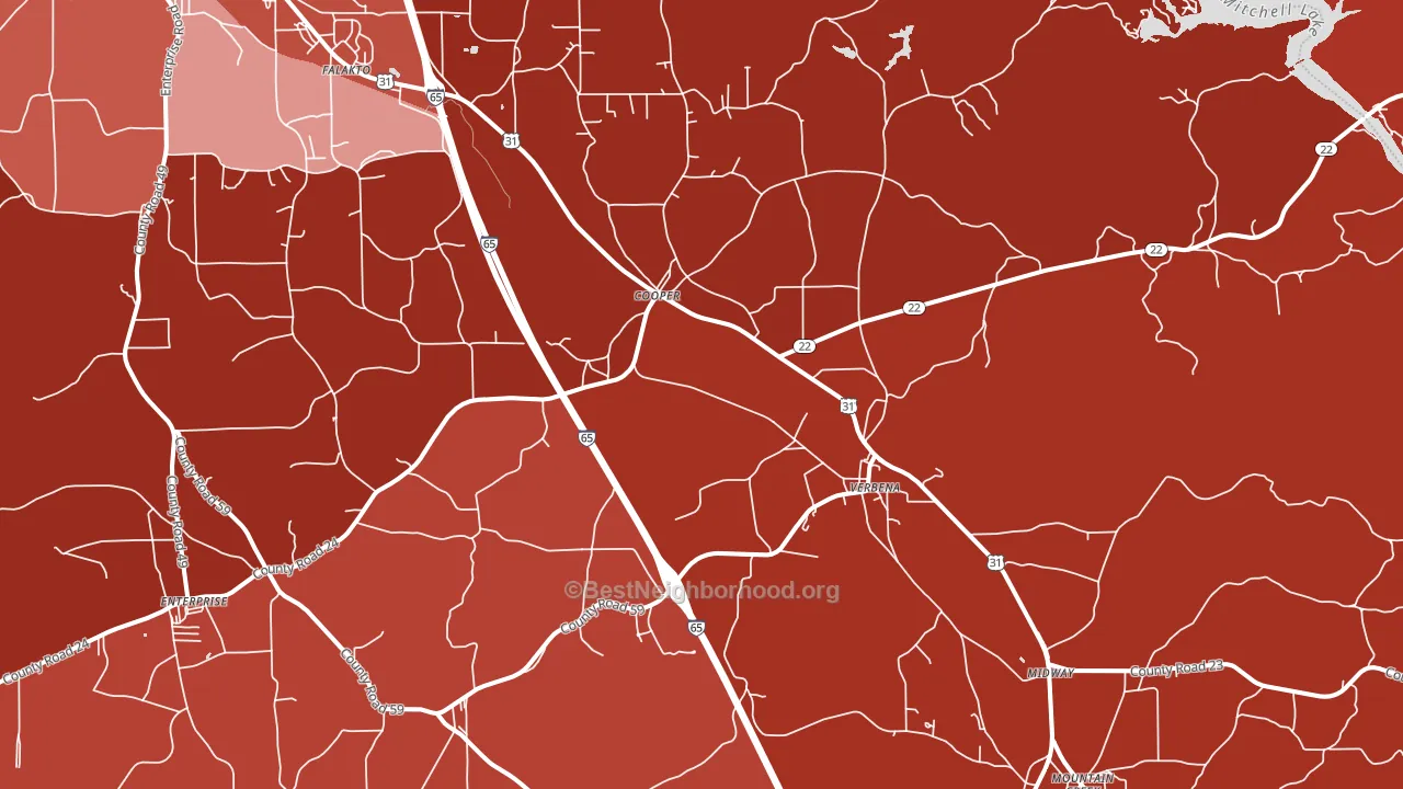 Verbena, AL block-group political-lean map