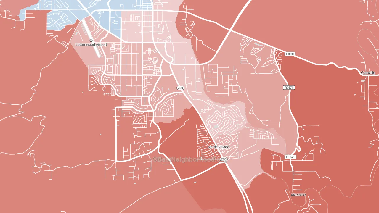 Verde Village, AZ block-group political-lean map