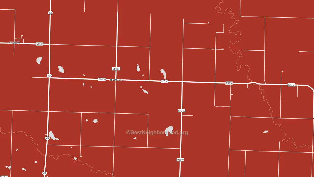 Verdella, MO block-group political-lean map