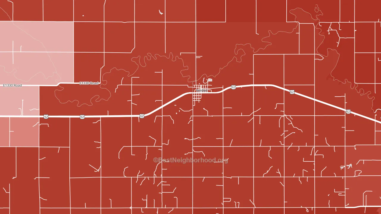 Verden, OK block-group political-lean map