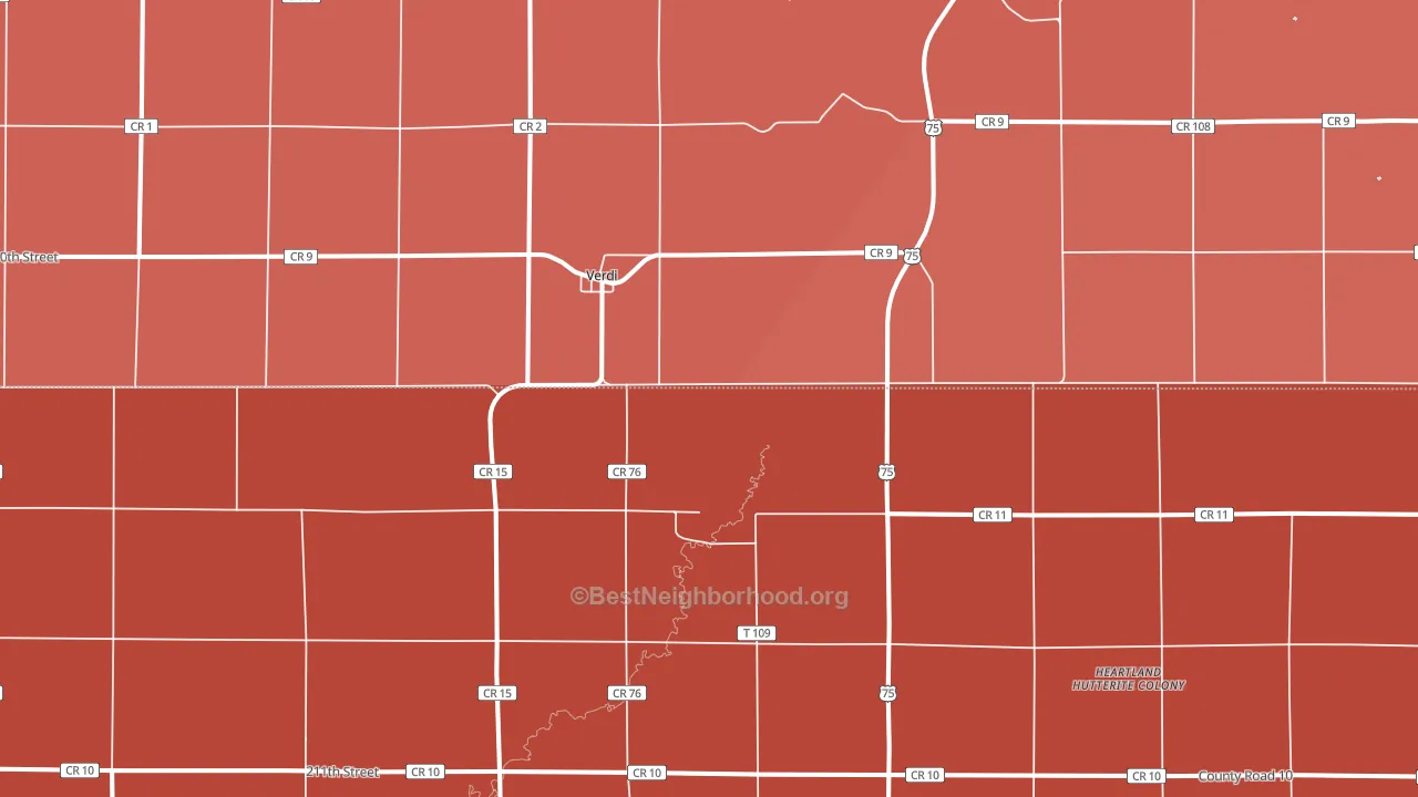 Verdi, MN block-group political-lean map