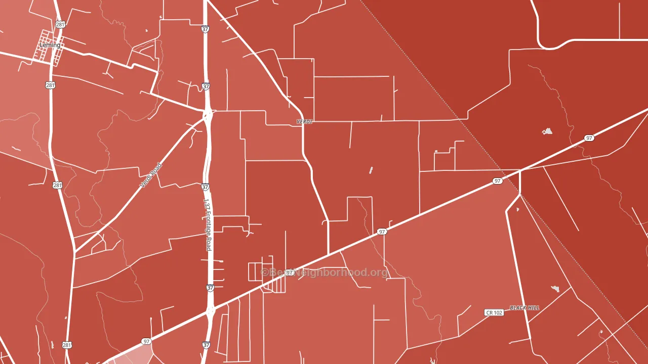 Verdi, TX block-group political-lean map