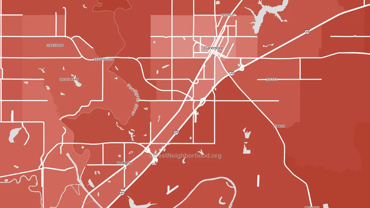 Verdigris, OK block-group political-lean map