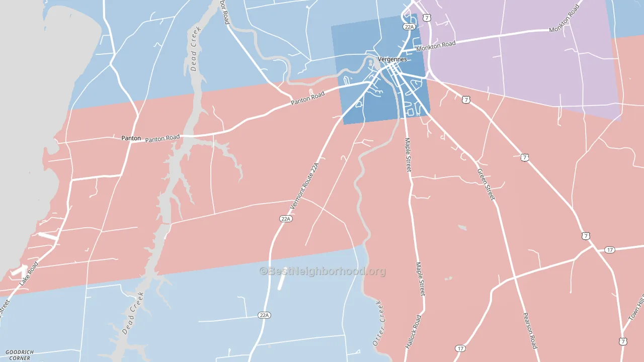 Vergennes, VT block-group political-lean map