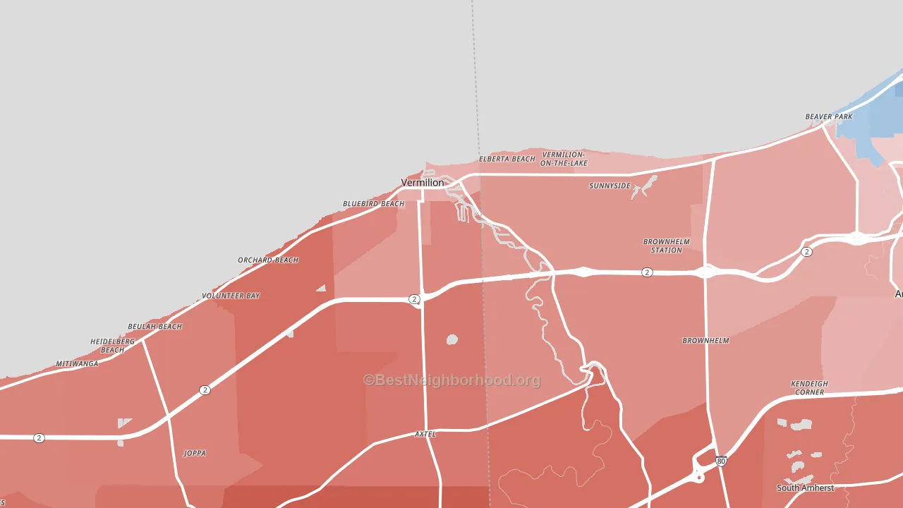 Vermilion, OH block-group political-lean map