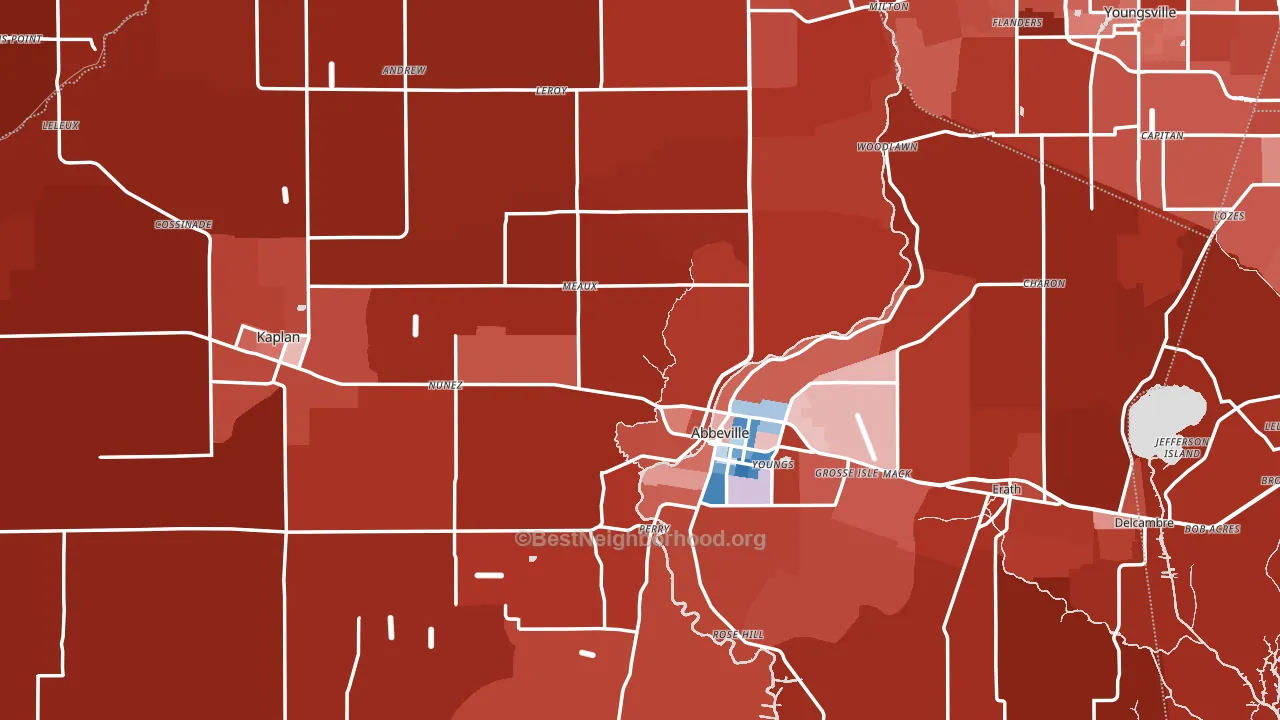 Vermilion Parish, LA block-group political-lean map