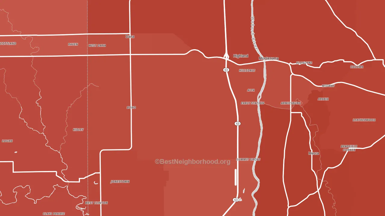 Vermillion County, IN block-group political-lean map