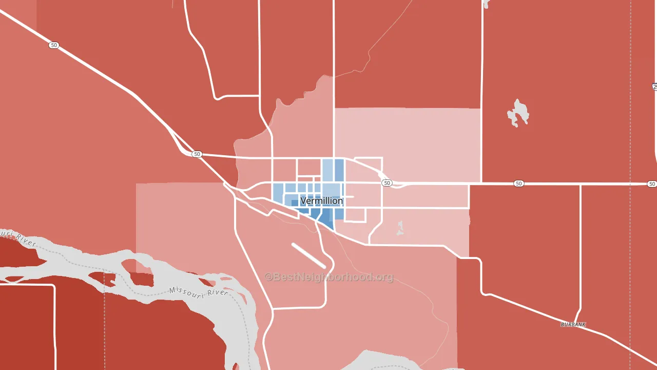 Vermillion, SD block-group political-lean map