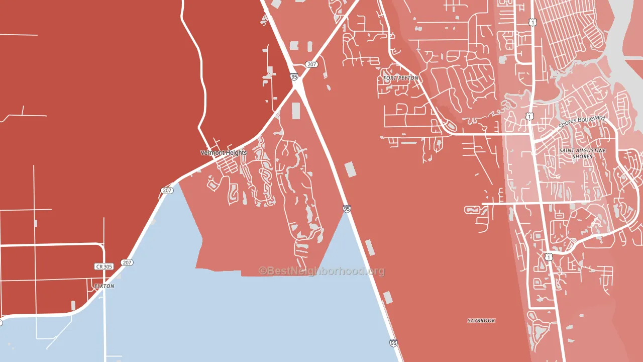 Vermont Heights, FL block-group political-lean map