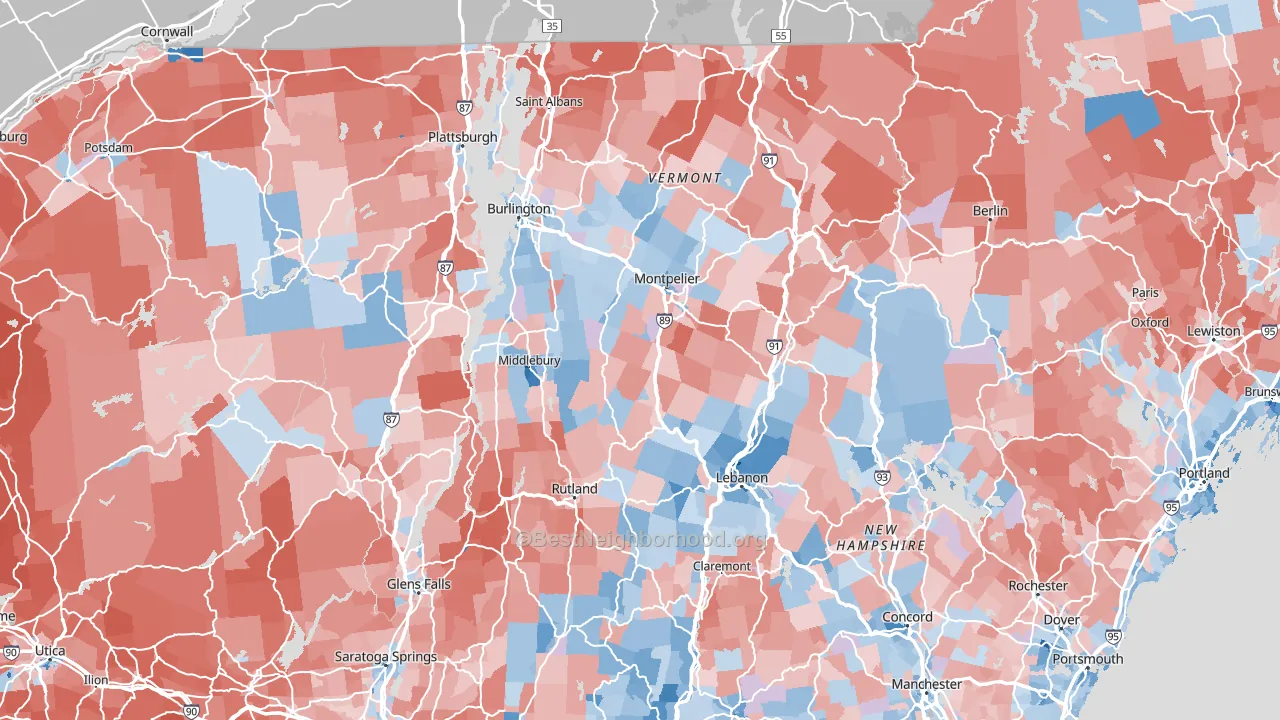 Vermont block-group political-lean map