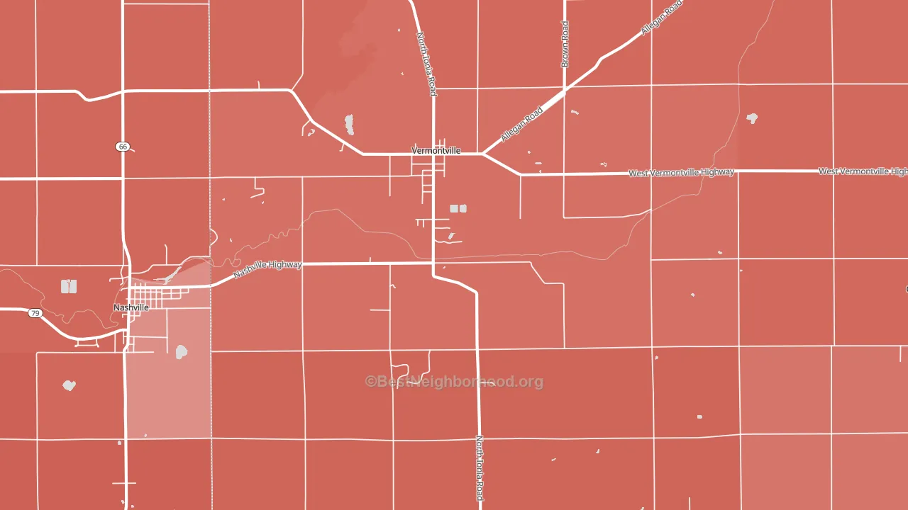 Vermontville, MI block-group political-lean map
