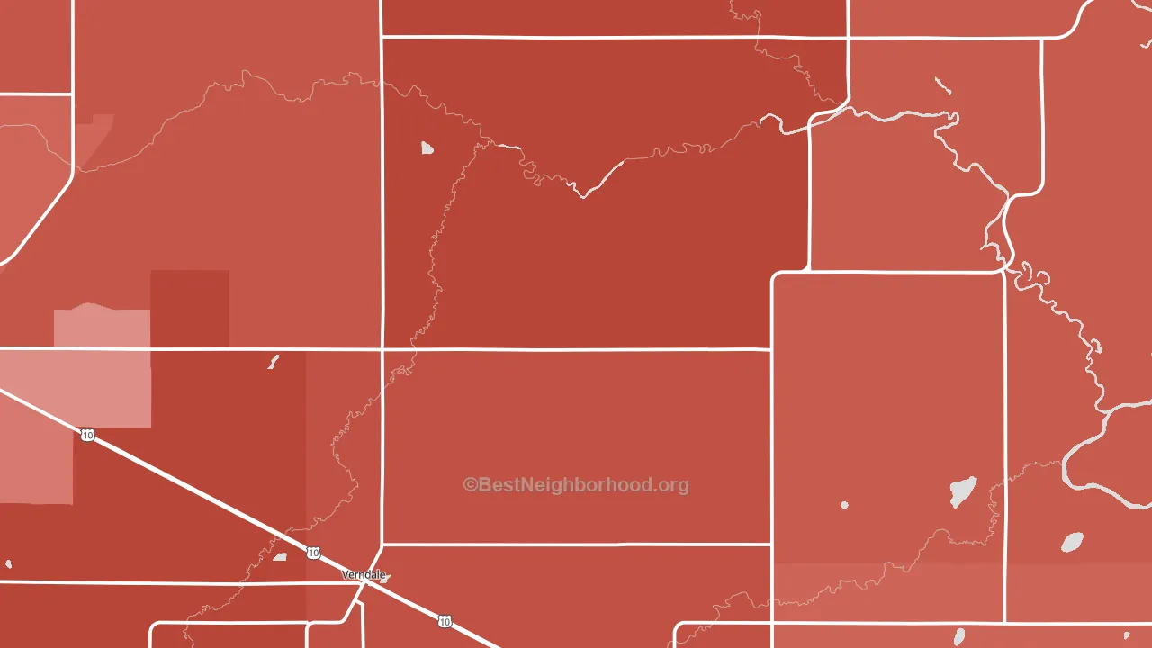 Verndale, MN block-group political-lean map