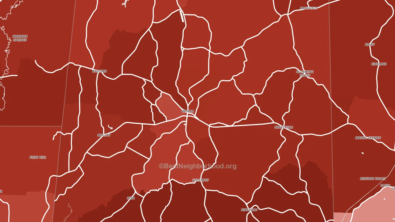 Vernon, AL block-group political-lean map