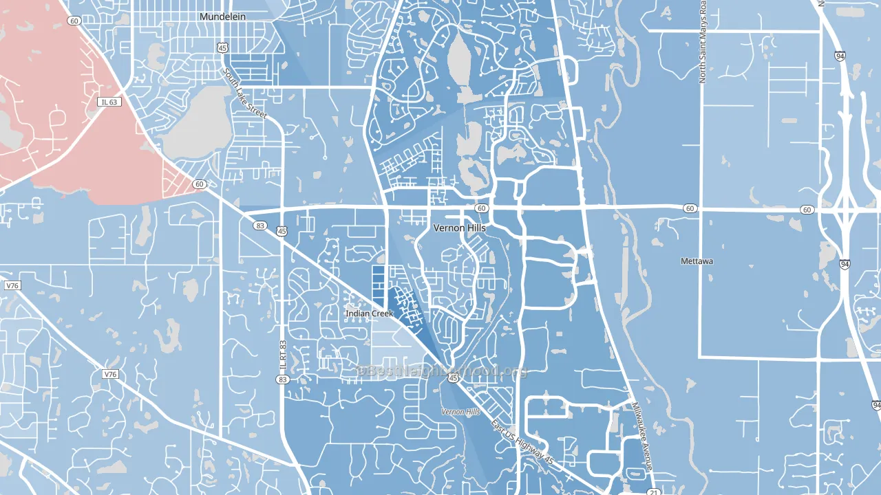 Vernon Hills, IL block-group political-lean map