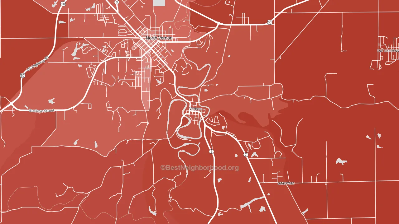 Vernon, IN block-group political-lean map