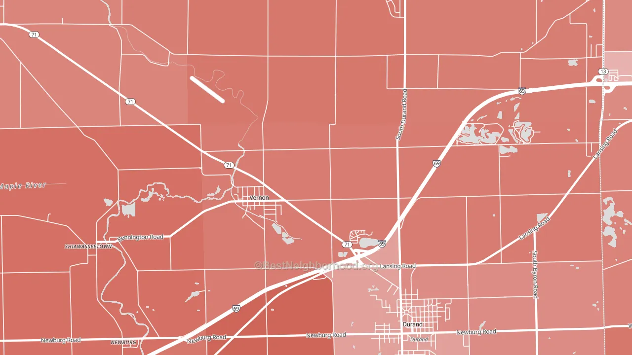 Vernon, MI block-group political-lean map