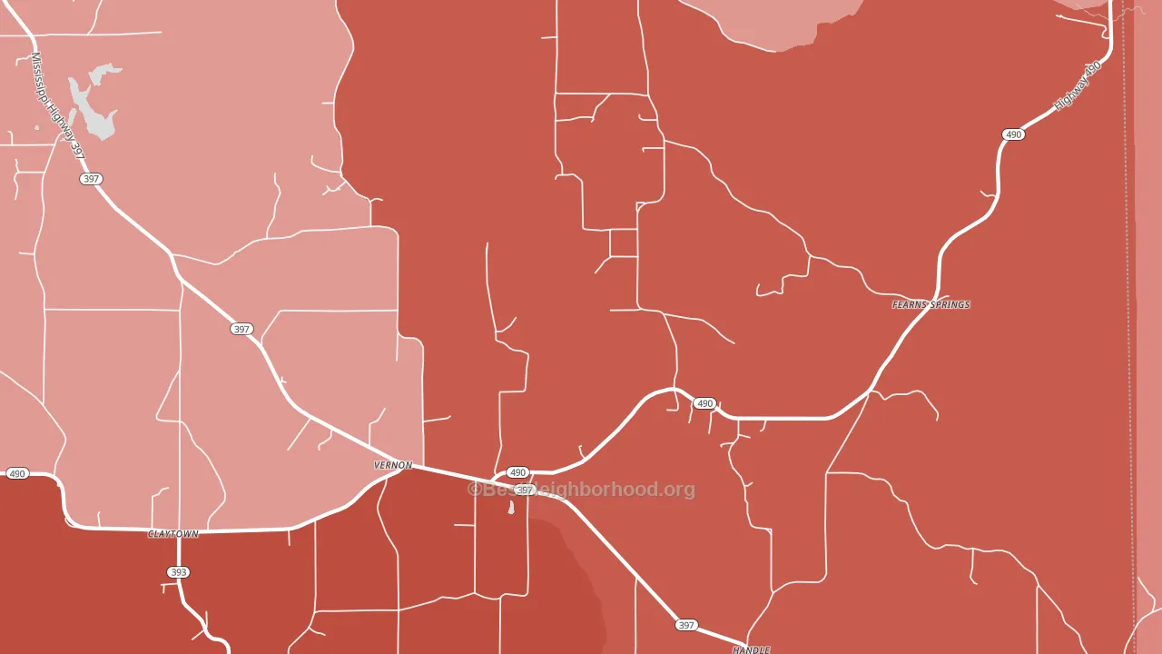 Vernon, MS block-group political-lean map