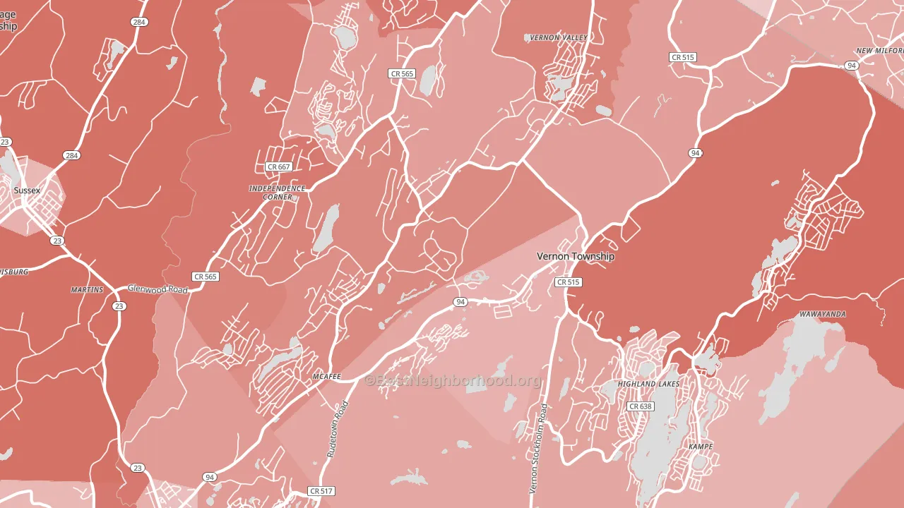 Vernon, NJ block-group political-lean map