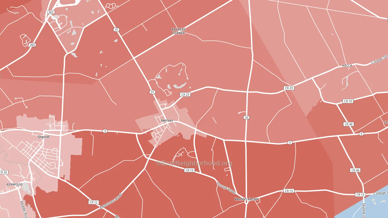 Vernon, NY block-group political-lean map