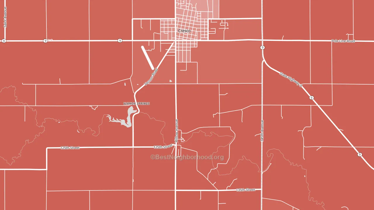 Vernon Springs, IA block-group political-lean map