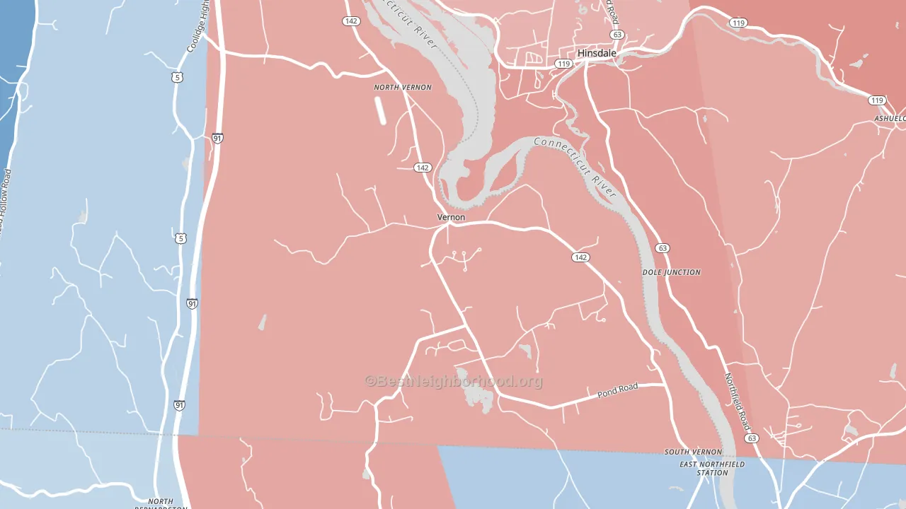 Vernon, VT block-group political-lean map