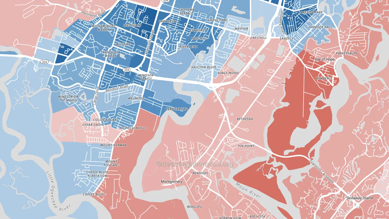 Vernonburg, GA block-group political-lean map