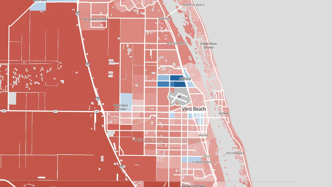Vero Beach, FL block-group political-lean map