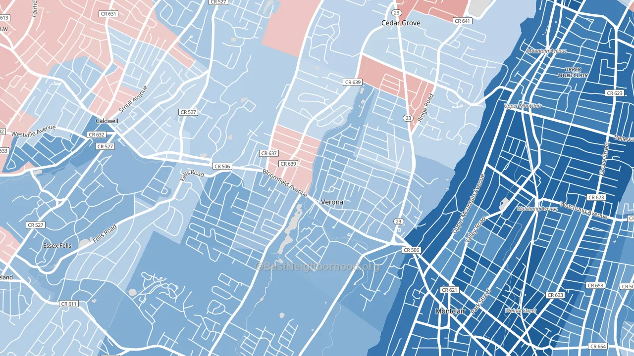 Verona, NJ block-group political-lean map