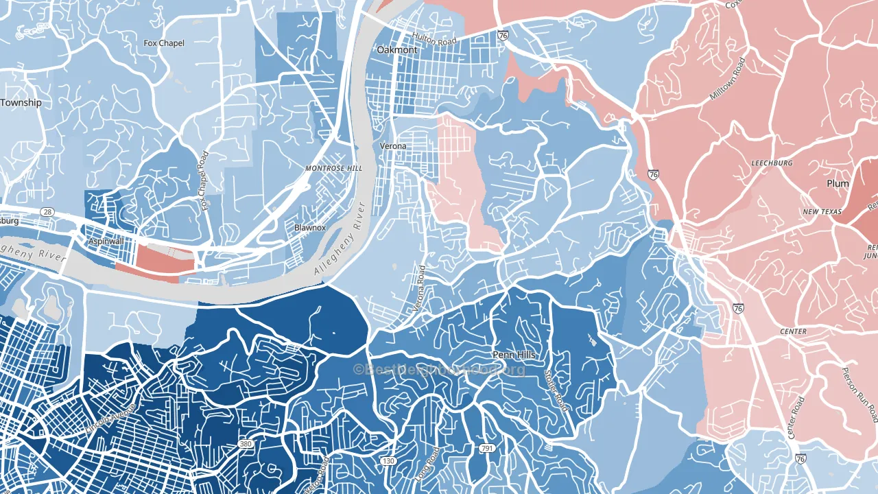 Verona, PA block-group political-lean map