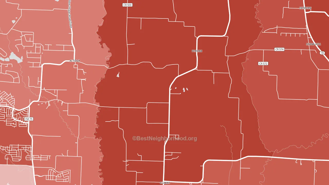 Verona, TX block-group political-lean map